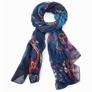 NEW Elegant Blue Floral Scarf